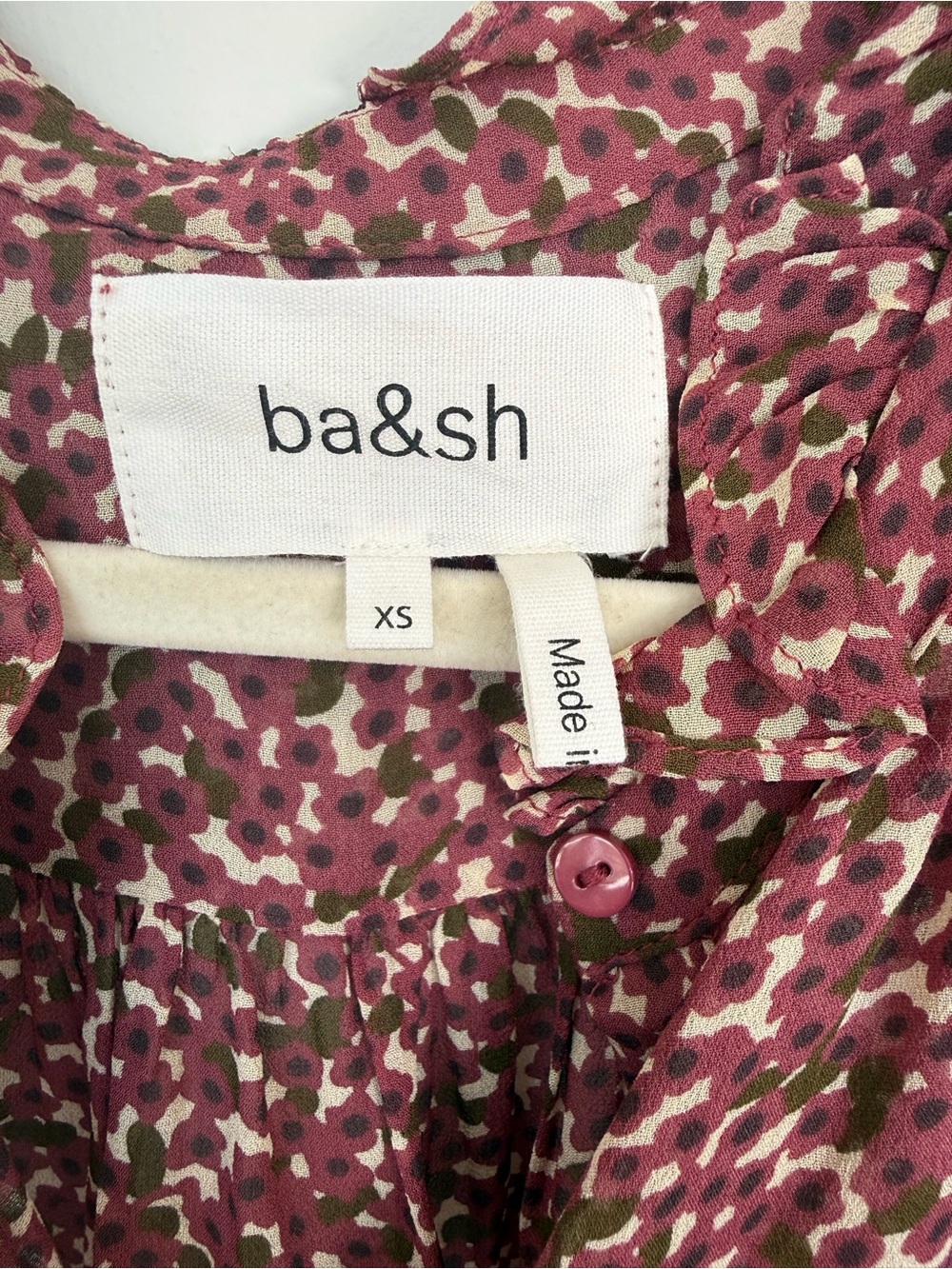 ba&sh Maroon Multi-Print Button-Down Blouse - Picture 7 of 8